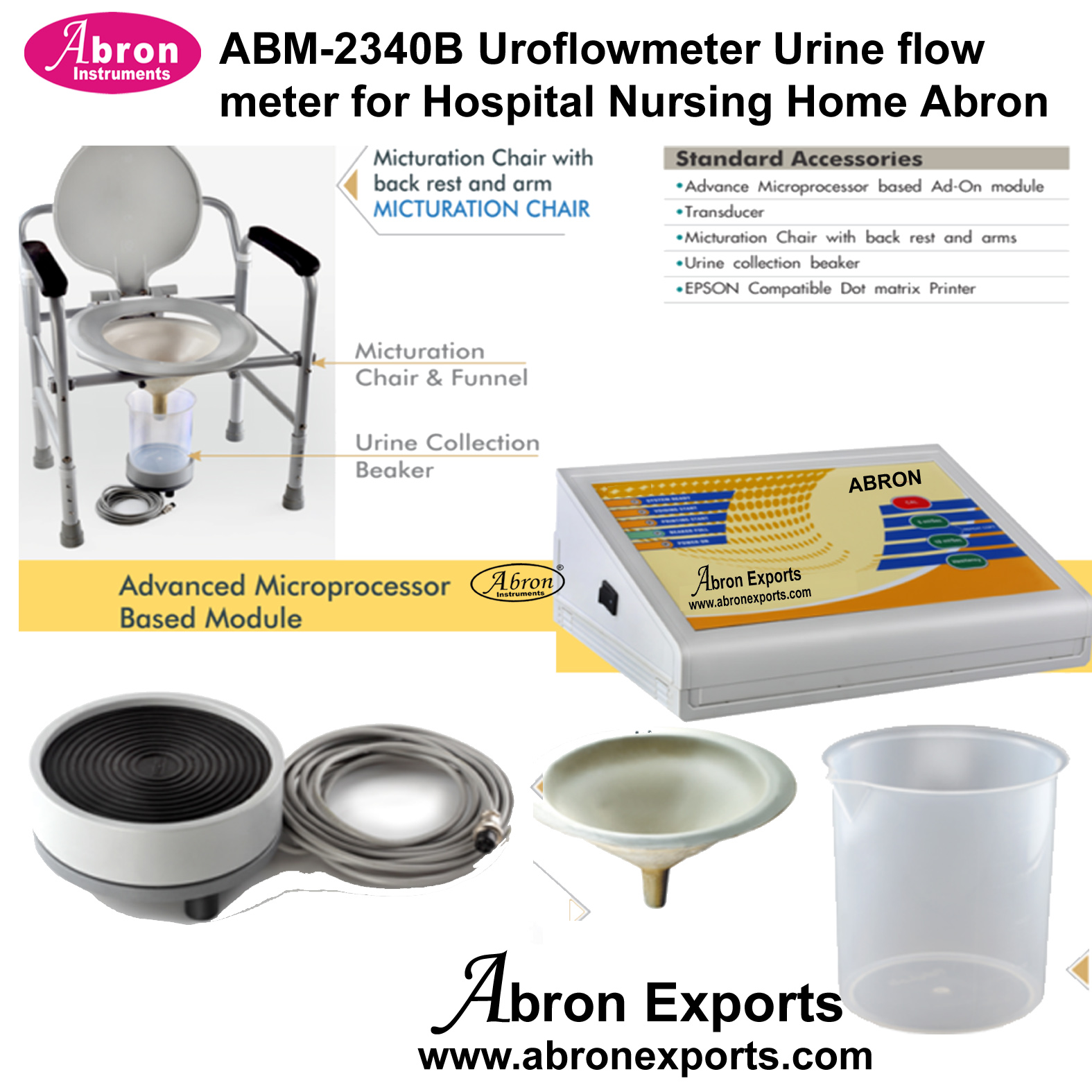 Uroflowmeter Urine flow meter for Hospital Nursing Home Medical Abron ABM-2340B 
